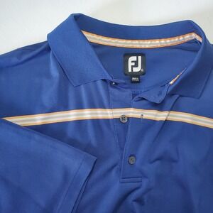 FJ FootJoy Shadow Ridge XL Golf Polo Shirt Blue‎ Orange Stripe Menswear